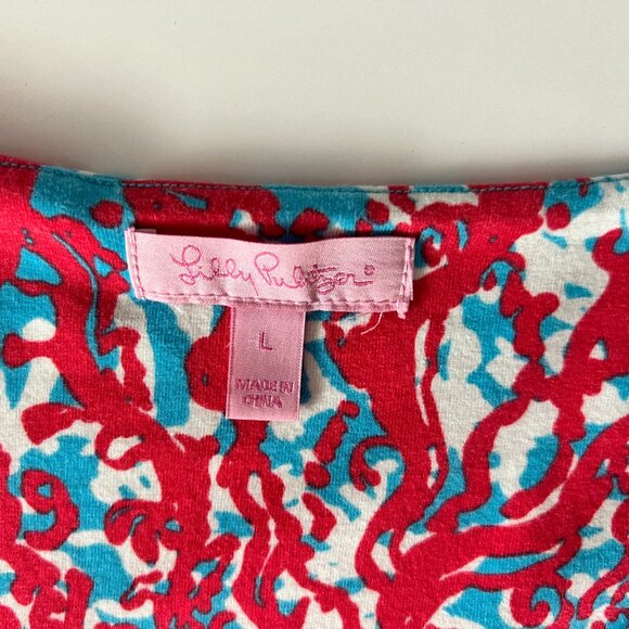 Lilly Pulitzer Rare Jia Dress Sleeveless Turquoise Coral Cascade Print SX L - Picture 13 of 15